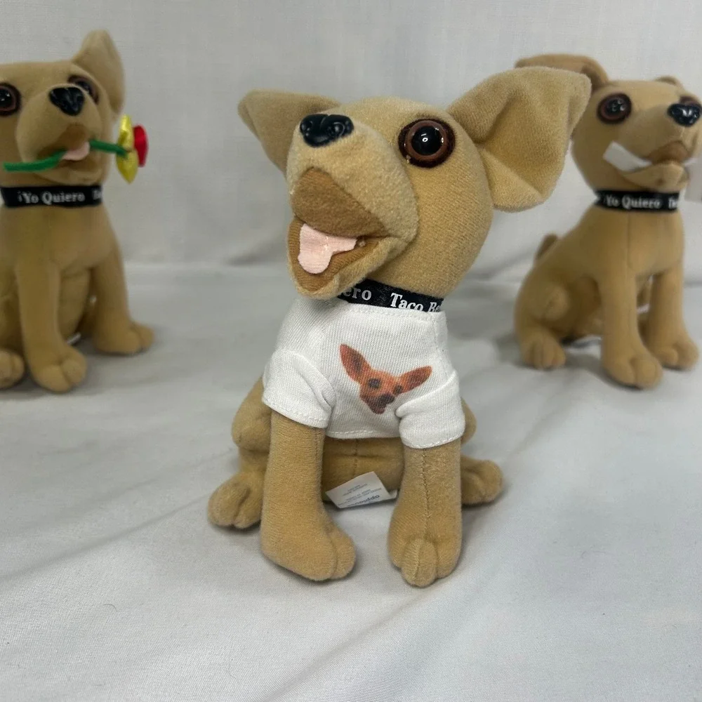 Vintage Taco Bell Chihuahua Plush Set of 3 Yo Quiero Taco Bell 90s Collectibles